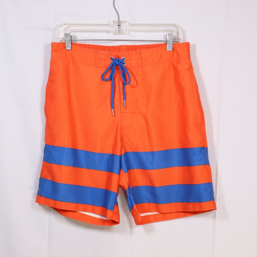 Southern Tide Swim Trunks Medium Orange Mens Striped Board Shorts